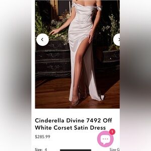 Cinderella Divine 7492 Off White Corset Satin Long Wedding / Prom Dress 4